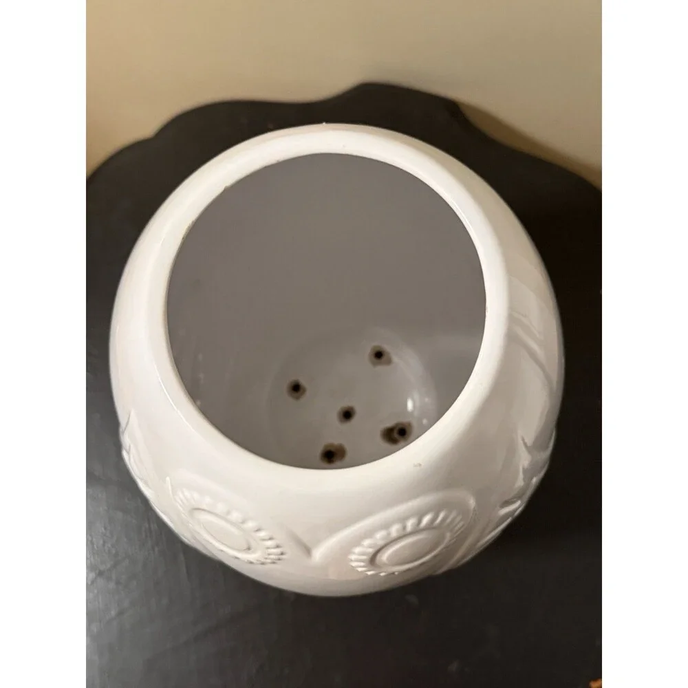 HAPPY CHIC JONATHAN ADLER WHITE LOLA OWL VASE PLANTER 10